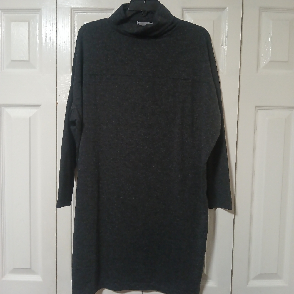 Mango Mock Neck Sweater Dress Heather Gray